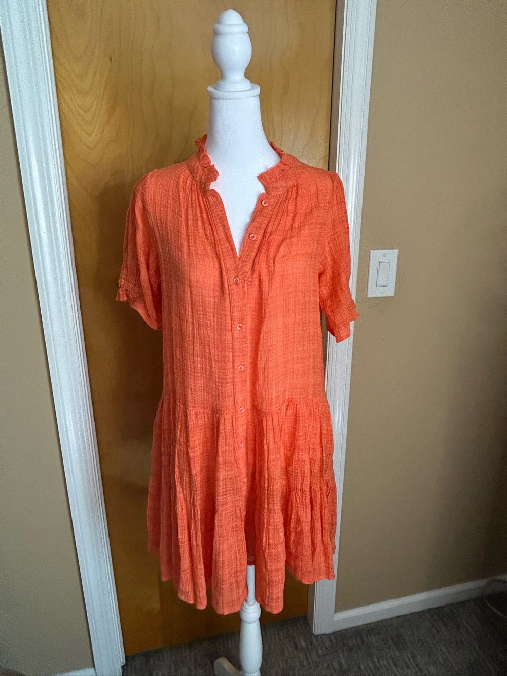 Apiece Apart Vibrant Orange Ruffled dress